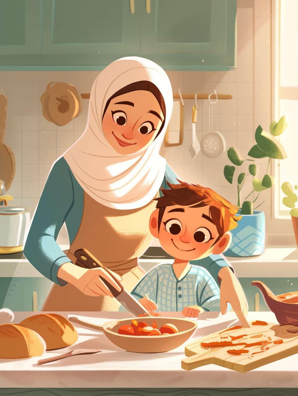Cartoon illustration muslim family FILEminimizer