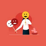 Women covering or hiding personality and her ecpressions with smiling mask vector concept of mood illustration FILEminimizer