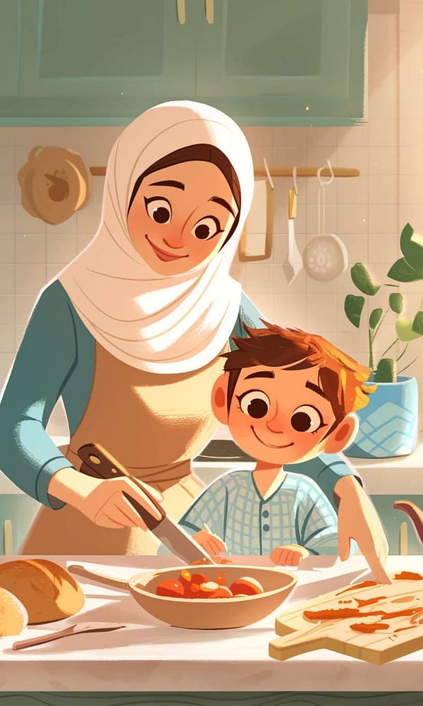 Cartoon illustration muslim family FILEminimizer